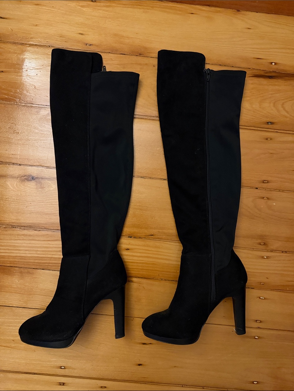 Source Unknown Black Over-the-Knee Platform Heel Boots